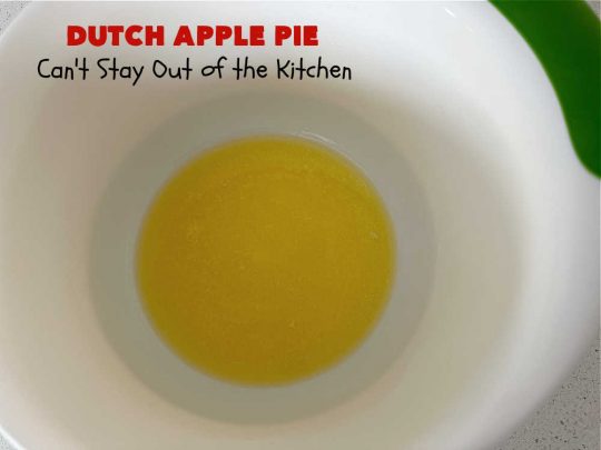 Dutch Apple Pie | Can't Stay Out of the Kitchen | This delicious #ApplePie #recipe is not like traditional #apple #pie with a #HomemadePieCrust. This one uses a crust made with #oatmeal & #BrownSugar. Instead of #cinnamon, this #dessert is flavored with #VanillaExtract. It is sort of the "LazyDay's" way of making #ApplePie! So mouthwatering & delicious & terrific for #holiday or company dinners. #Dutch #DutchApplePie