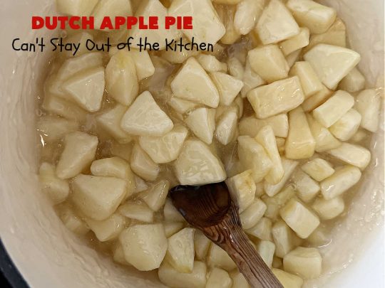 Dutch Apple Pie | Can't Stay Out of the Kitchen | This delicious #ApplePie #recipe is not like traditional #apple #pie with a #HomemadePieCrust. This one uses a crust made with #oatmeal & #BrownSugar. Instead of #cinnamon, this #dessert is flavored with #VanillaExtract. It is sort of the "LazyDay's" way of making #ApplePie! So mouthwatering & delicious & terrific for #holiday or company dinners. #Dutch #DutchApplePie