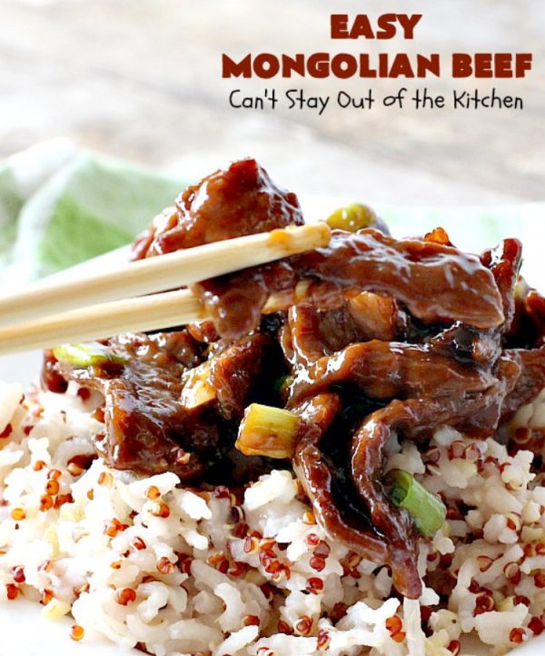 Easy 30-Minute Mongolian Beef | Can't Stay Out of the Kitchen | this is perfect for weeknight suppers when you need to have a meal ready in 30 minutes! This scrumptious #beef entree is absolutely terrific served over rice. #glutenfree