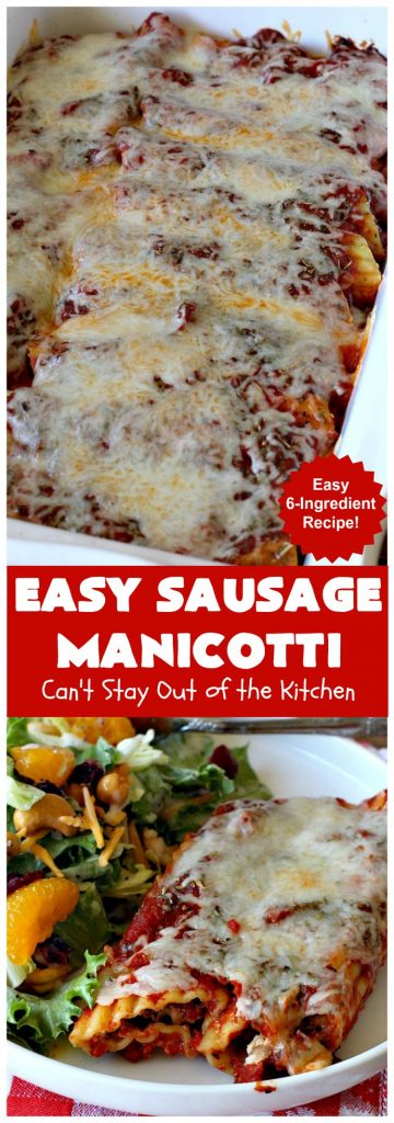 Easy Sausage Manicotti | Can't Stay Out of the Kitchen