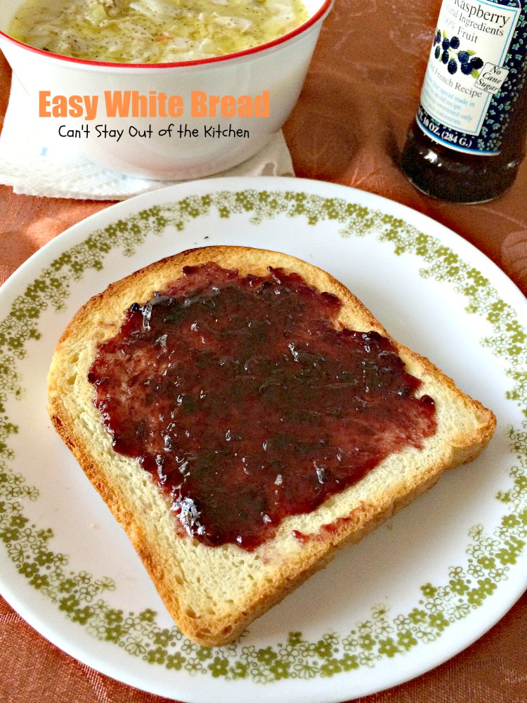 Easy White Bread | Can't Stay Out of the Kitchen | this easy homemade #bread recipe is made in the #breadmaker. It makes a delicious 2-pound loaf.