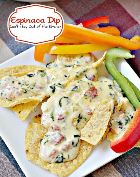 Espinaca Dip | Can't Stay Out of the Kitchen | wonderful Jose Pepper's Grill and Cantina #copycat recipe. This amazing #appetizer is great for #tailgating parties or #holiday entertaining. #Tex-Mex #cheese #spinach