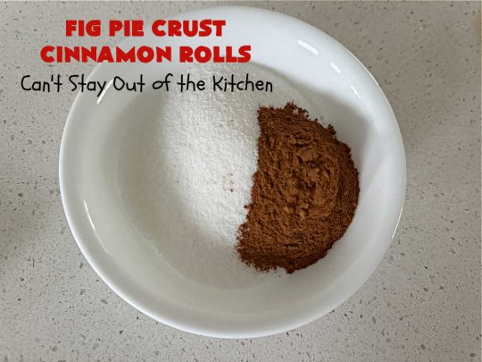Fig Pie Crust Cinnamon Rolls | Can't Stay Out of the Kitchen | these outrageous #CinnamonRolls contain #FigPreserves & have such outstanding scrumptious flavor! These easy #RollUps use only #5Ingredients & can be quickly whipped up for any #breakfast or #brunch buffet. #holiday #fig #HolidayBreakfast #PieCrustCinnamonRolls #PieCrust #FigPieCrustCinnamonRolls