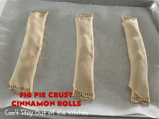 Fig Pie Crust Cinnamon Rolls | Can't Stay Out of the Kitchen | these outrageous #CinnamonRolls contain #FigPreserves & have such outstanding scrumptious flavor! These easy #RollUps use only #5Ingredients & can be quickly whipped up for any #breakfast or #brunch buffet. #holiday #fig #HolidayBreakfast #PieCrustCinnamonRolls #PieCrust #FigPieCrustCinnamonRolls