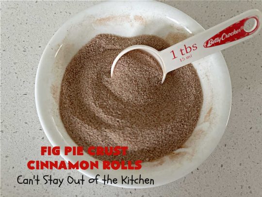 Fig Pie Crust Cinnamon Rolls | Can't Stay Out of the Kitchen | these outrageous #CinnamonRolls contain #FigPreserves & have such outstanding scrumptious flavor! These easy #RollUps use only #5Ingredients & can be quickly whipped up for any #breakfast or #brunch buffet. #holiday #fig #HolidayBreakfast #PieCrustCinnamonRolls #PieCrust #FigPieCrustCinnamonRolls