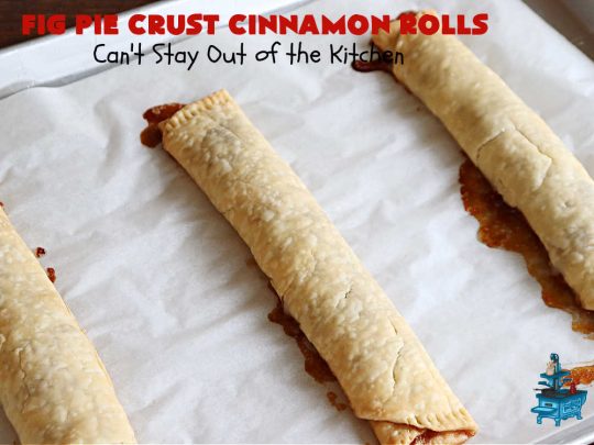 Fig Pie Crust Cinnamon Rolls | Can't Stay Out of the Kitchen | these outrageous #CinnamonRolls contain #FigPreserves & have such outstanding scrumptious flavor! These easy #RollUps use only #5Ingredients & can be quickly whipped up for any #breakfast or #brunch buffet. #holiday #fig #HolidayBreakfast #PieCrustCinnamonRolls #PieCrust #FigPieCrustCinnamonRolls
