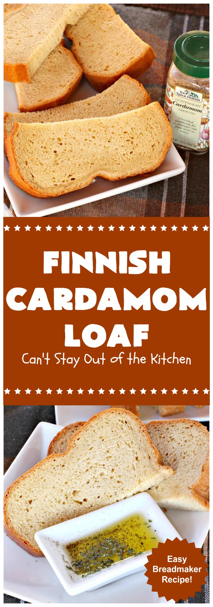 Finnish Cardamom Loaf | Can't Stay Out of the Kitchen | this fantastic home-baked #bread is so easy since it's made in the #breadmaker. Perfect for #breakfast or as a side for soup, chili or other comfort food meals. #cardamom #Finnish #Finland #FinnishCardamomLoaf #HomemadeBread