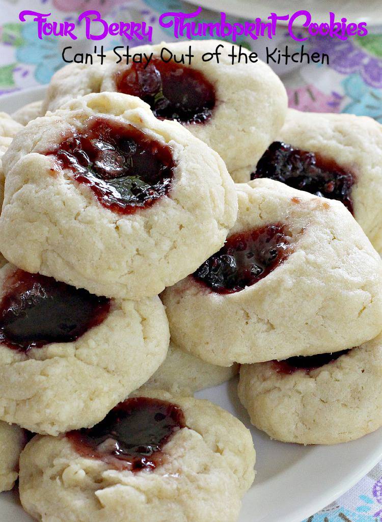 Four Berry Thumbprint Cookies - Can't Stay Out of the Kitchen
