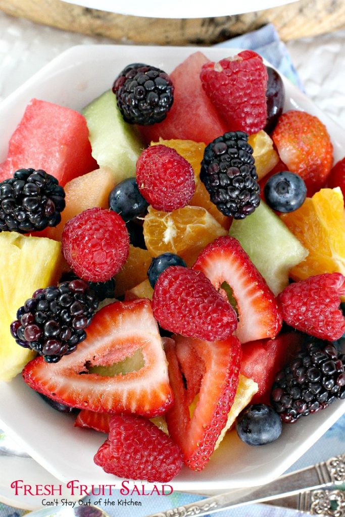 Fresh Fruit Salad | Can't Stay Out of the Kitchen | delicious #fruitsalad that's great to make for summer potlucks & #holidays. #fruit #salad #glutenfree #vegan