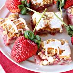 Fresh Strawberry Breakfast Cobbler | Can't Stay Out of the Kitchen | this fantastic #cobbler is more like a #coffeecake. Every bite will have you drooling! It makes a superb #breakfast for the #FourthofJuly or other summer #holidays. #strawberries