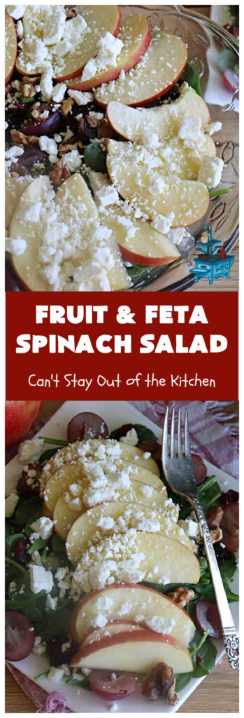 Fruit and Feta Spinach Salad | Can't Stay Out of the Kitchen