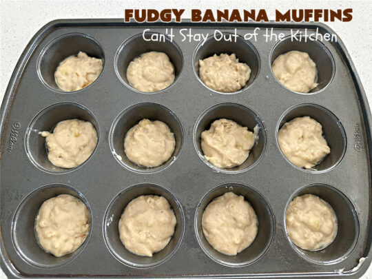 Fudgy Banana Muffins | Can't Stay Out of the Kitchen | Prepare to swoon over these delightful #muffins. They're full of #fudgy #chocolate flavor & include pieces of a #HersheysChocolateBar in the #muffin & sprinkled on top. #Bananas keep the #muffins moist. Great for a weekend, company or #holiday #breakfast or #brunch. #ChocolateMuffins #BananaMuffins #FudgyBananaMuffins