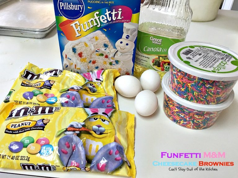 Funfetti M&M Cheesecake Brownies Can't Stay Out of the Kitchen