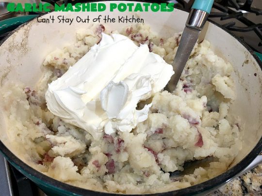 Garlic Mashed Potatoes | Can't Stay Out of the Kitchen | this is the best #recipe for #GarlicMashedPotatoes ever! Easy, yet so scrumptious you'll be drooling over every bite. Terrific for company or #holiday dinners like #Easter, #MothersDay or #FathersDay. #garlic #GlutenFree #SideDish #MashedPotatoes #HolidaySideDish