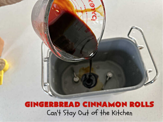Gingerbread Cinnamon Rolls | Can't Stay Out of the Kitchen | These amazing #CinnamonRolls are the perfect #breakfast or #brunch idea for #holidays like #Thanksgiving, #Christmas or #NewYears. The down-home flavors of #gingerbread permeate this delightful #recipe. Every bite will have you swooning. #raisins #ginger #HolidayBreakfast #GingerbreadCinnamonRolls