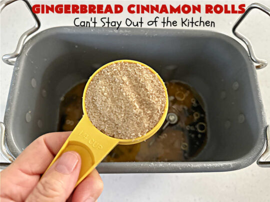 Gingerbread Cinnamon Rolls | Can't Stay Out of the Kitchen | These amazing #CinnamonRolls are the perfect #breakfast or #brunch idea for #holidays like #Thanksgiving, #Christmas or #NewYears. The down-home flavors of #gingerbread permeate this delightful #recipe. Every bite will have you swooning. #raisins #ginger #HolidayBreakfast #GingerbreadCinnamonRolls