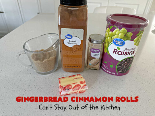 Gingerbread Cinnamon Rolls | Can't Stay Out of the Kitchen | These amazing #CinnamonRolls are the perfect #breakfast or #brunch idea for #holidays like #Thanksgiving, #Christmas or #NewYears. The down-home flavors of #gingerbread permeate this delightful #recipe. Every bite will have you swooning. #raisins #ginger #HolidayBreakfast #GingerbreadCinnamonRolls