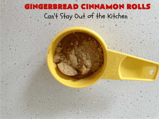 Gingerbread Cinnamon Rolls | Can't Stay Out of the Kitchen | These amazing #CinnamonRolls are the perfect #breakfast or #brunch idea for #holidays like #Thanksgiving, #Christmas or #NewYears. The down-home flavors of #gingerbread permeate this delightful #recipe. Every bite will have you swooning. #raisins #ginger #HolidayBreakfast #GingerbreadCinnamonRolls