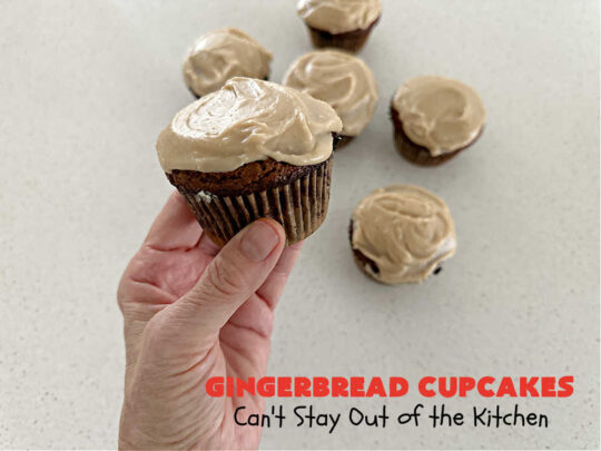 Gingerbread Cupcakes | Can't Stay Out of the Kitchen | Enjoy the marvelous flavors of #molasses & #ginger in these luscious #GingerbreadCupcakes. These #cupcakes have a terrific #caramel #icing that will have you drooling! Wonderful for #Thanksgiving or #Christmas dinner, #holiday, office or #tailgating parties. #Gingerbread