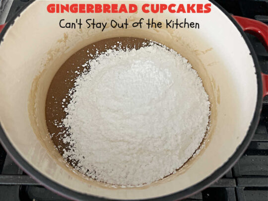 Gingerbread Cupcakes | Can't Stay Out of the Kitchen | Enjoy the marvelous flavors of #molasses & #ginger in these luscious #GingerbreadCupcakes. These #cupcakes have a terrific #caramel #icing that will have you drooling! Wonderful for #Thanksgiving or #Christmas dinner, #holiday, office or #tailgating parties. #Gingerbread