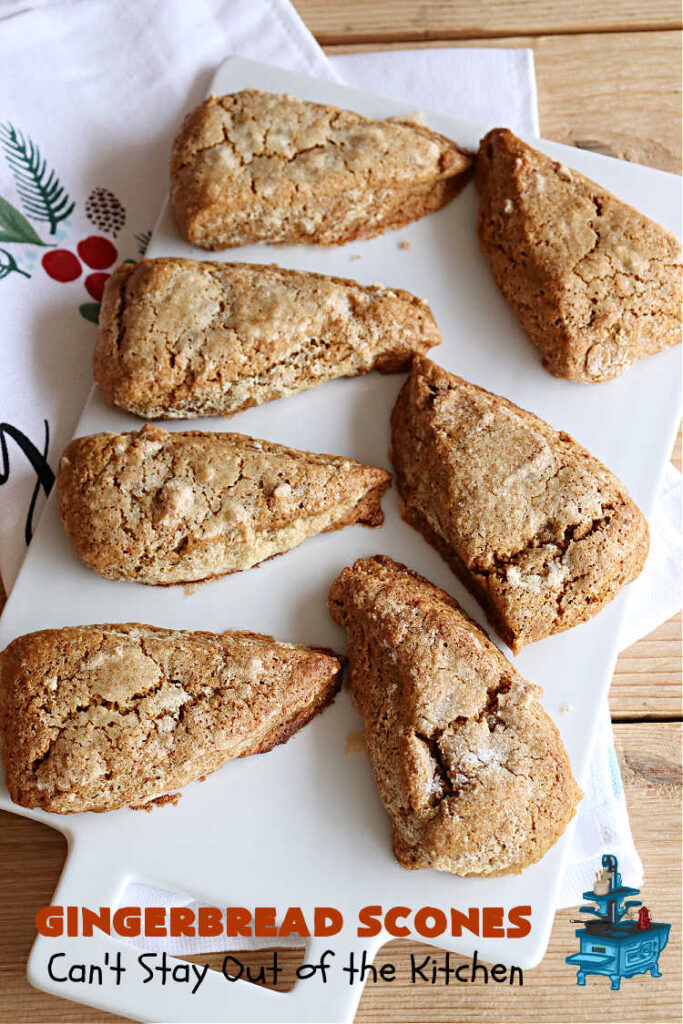 Gingerbread Scones | Can't Stay Out of the Kitchen | these #gingerbread #scones have all the delicious flavor from #ginger & #molasses perfectly balanced with the sweetness of #BrownSugar. Every bite is so mouthwatering & satisfying. Terrific for a weekend, company or #holiday #breakfast or #brunch. #GingerbreadScones