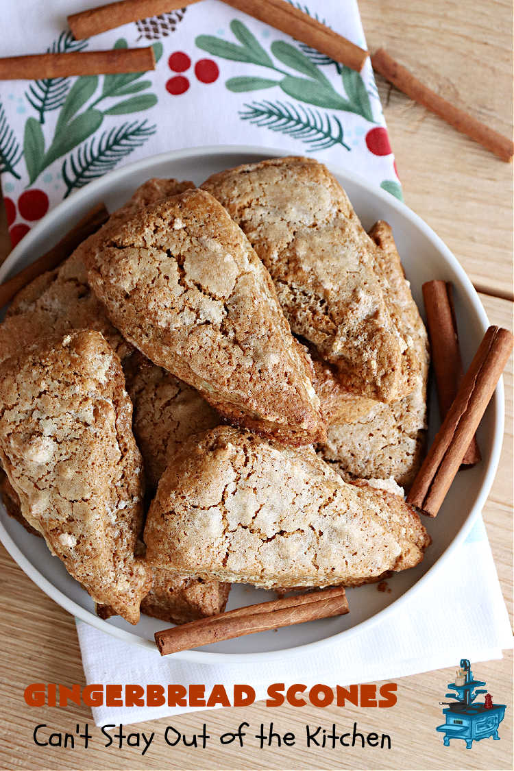 Gingerbread Scones | Can't Stay Out of the Kitchen | these #gingerbread #scones have all the delicious flavor from #ginger & #molasses perfectly balanced with the sweetness of #BrownSugar. Every bite is so mouthwatering & satisfying. Terrific for a weekend, company or #holiday #breakfast or #brunch. #GingerbreadScones