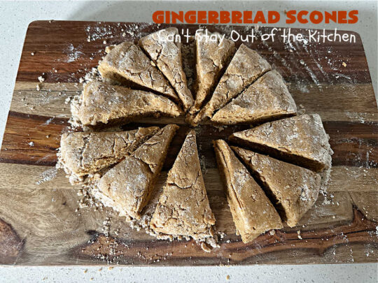 Gingerbread Scones | Can't Stay Out of the Kitchen | these #gingerbread #scones have all the delicious flavor from #ginger & #molasses perfectly balanced with the sweetness of #BrownSugar. Every bite is so mouthwatering & satisfying. Terrific for a weekend, company or #holiday #breakfast or #brunch. #GingerbreadScones