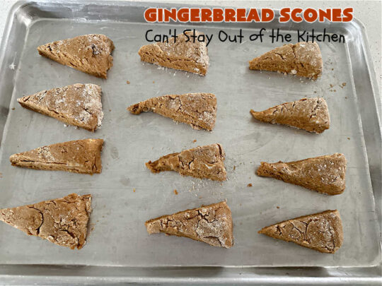 Gingerbread Scones | Can't Stay Out of the Kitchen | these #gingerbread #scones have all the delicious flavor from #ginger & #molasses perfectly balanced with the sweetness of #BrownSugar. Every bite is so mouthwatering & satisfying. Terrific for a weekend, company or #holiday #breakfast or #brunch. #GingerbreadScones