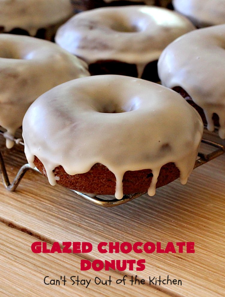 Glazed Chocolate Donuts | Can't Stay Out of the Kitchen | these mouthwatering #donuts are the ultimate in comfort food! They're glazed with a vanilla icing and so delicious you won't be able to stay out of them! #Chocolate #ChocolateDonuts #Breakfast #Holiday #HolidayBreakfast #Brunch #GlazedChocolateDonuts