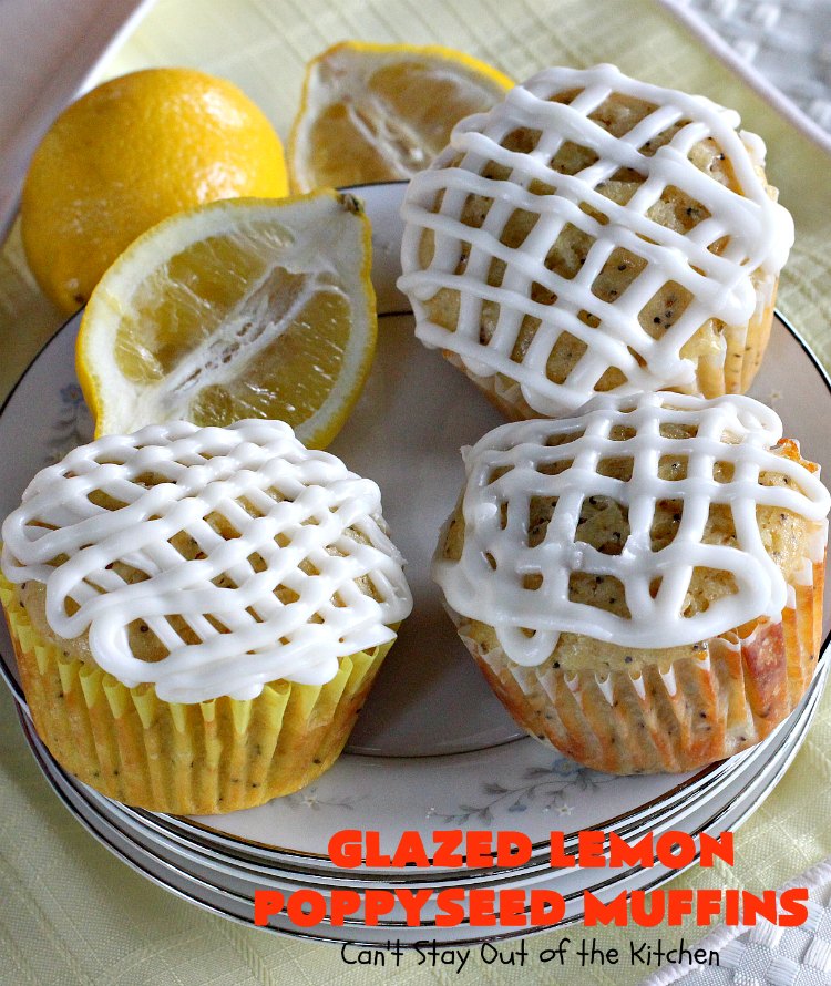 Glazed Lemon Poppyseed Muffins | Can't Stay Out of the Kitchen | these #breakfast #muffins are absolutely heavenly! Every bite will have you drooling. Terrific for a #holiday #breakfast, too. #lemon #poppyseeds #HolidayBreakfast #ChristmasBreakfast #NewYearsDayBreakfast
