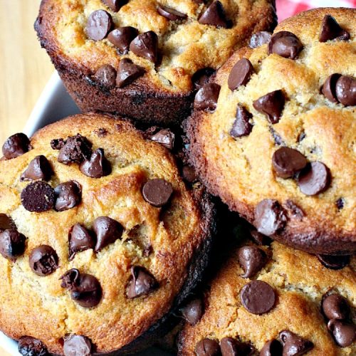 Gluten Free Banana Chocolate Chip Muffins | Can't Stay Out of the Kitchen | wow your company with these sensational #muffins for your next #holiday #breakfast. This #glutenfree version of a family favorite is amazing. #chocolate #bananas