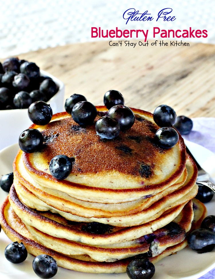 Gluten Free Blueberry Pancakes | Can't Stay Out of the Kitchen | fabulous #pancakes that are great for a #holiday #breakfast. Healthier, #cleaneating version. #blueberries