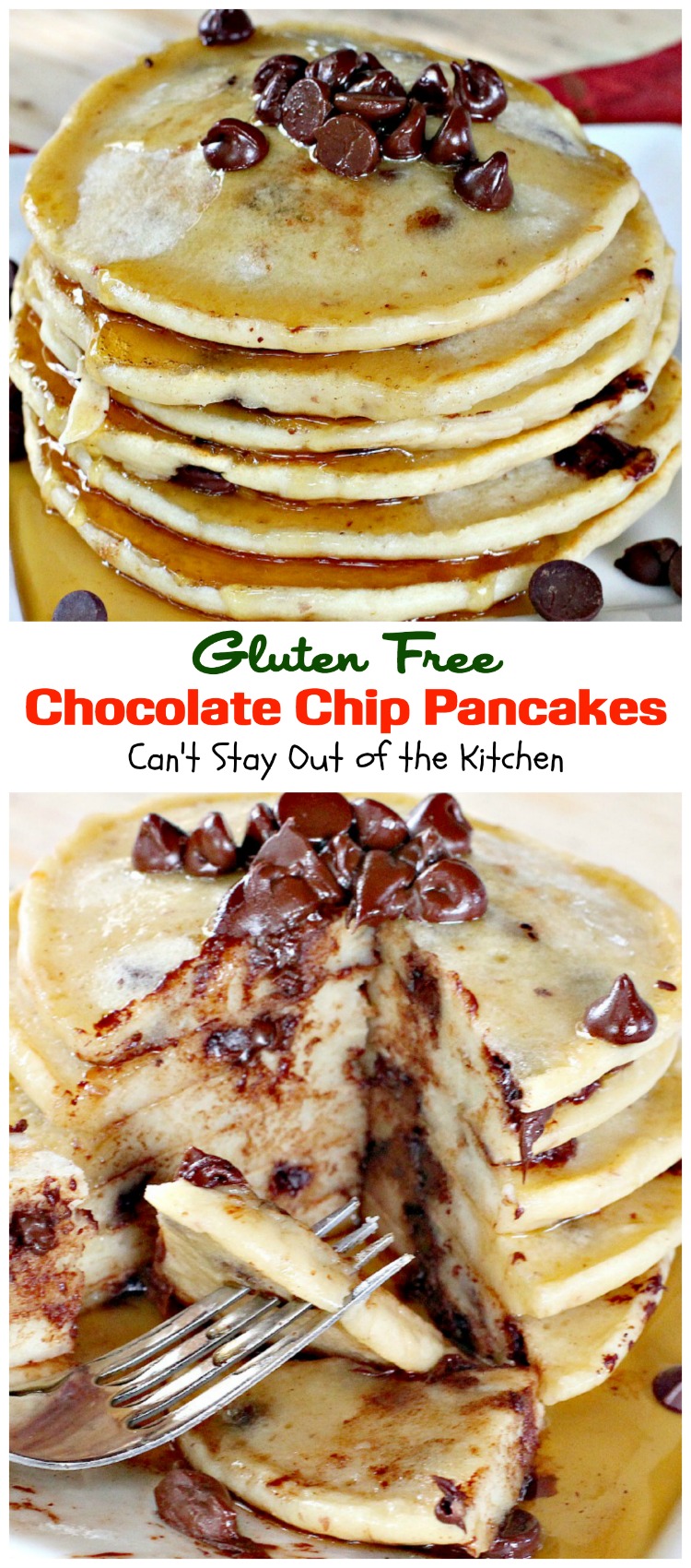 Gluten Free Chocolate Chip Pancakes | Can't Stay Out of the Kitchen