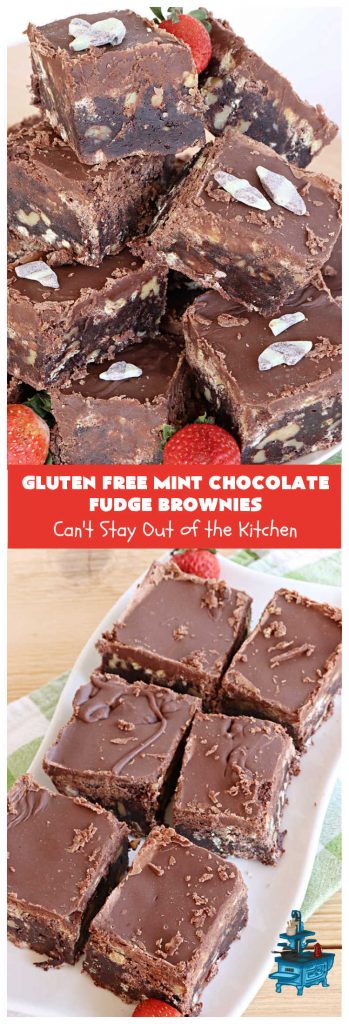 Gluten Free Mint Chocolate Fudge Brownies  | Can't Stay Out of the Kitchen