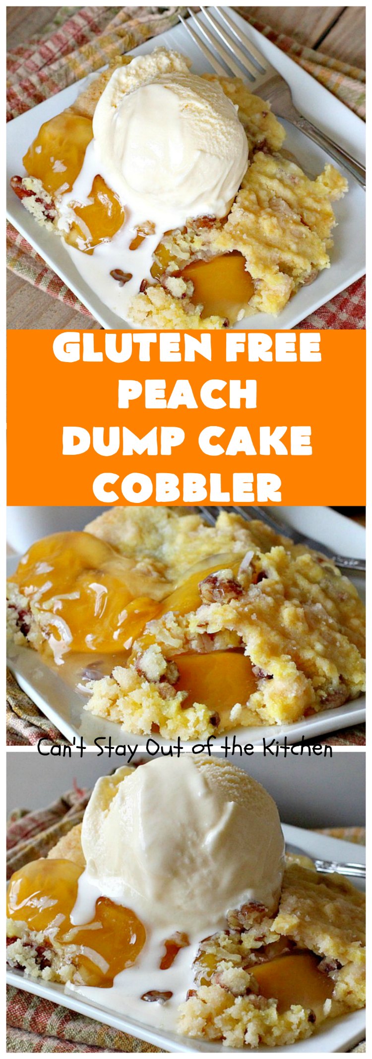 Gluten Free Peach Dump Cake Cobbler | Can't Stay Out of the Kitchen