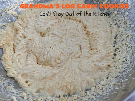 Grandma's Log Cabin Cookies | Can't Stay Out of the Kitchen | Cure your sweet tooth cravings with this vintage #cookie #recipe. It tastes like a #ShortbreadCookie since it's soft and puffy in texture. It's filled with #OrangeZest & #LemonJuice & absolutely delightful for #holiday #baking. Excellent for a #ChristmasCookieExchange, #tailgating or #Christmas parties, & sharing with family & friends. #dessert #HolidayDessert #OrangeDessert #LogCabinCookies #GrandmasLogCabinCookies
