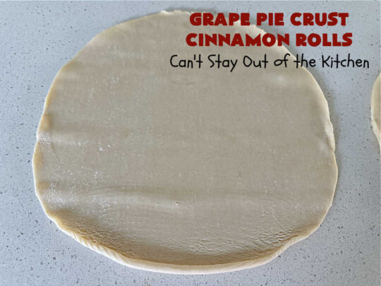Grape Pie Crust Cinnamon Rolls | Can't Stay Out of the Kitchen | these luscious #CinnamonRolls are made with #PieCrust dough & use only #5Ingredients! #GrapeJelly & #cinnamon star in these lovely #PieCrustCinnamonRolls. Every bite will knock your socks off. Great for #breakfast, #brunch or #tailgating parties. #GrapePieCrustCinnamonRolls