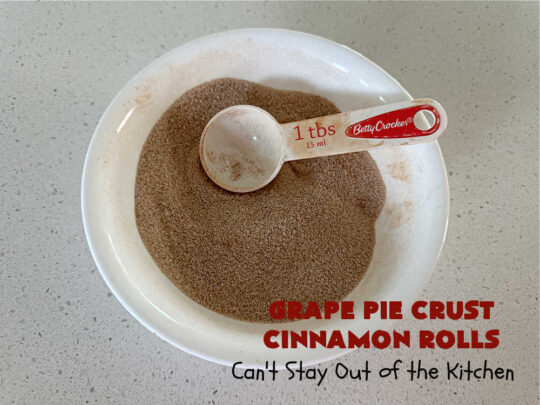 Grape Pie Crust Cinnamon Rolls | Can't Stay Out of the Kitchen | these luscious #CinnamonRolls are made with #PieCrust dough & use only #5Ingredients! #GrapeJelly & #cinnamon star in these lovely #PieCrustCinnamonRolls. Every bite will knock your socks off. Great for #breakfast, #brunch or #tailgating parties. #GrapePieCrustCinnamonRolls