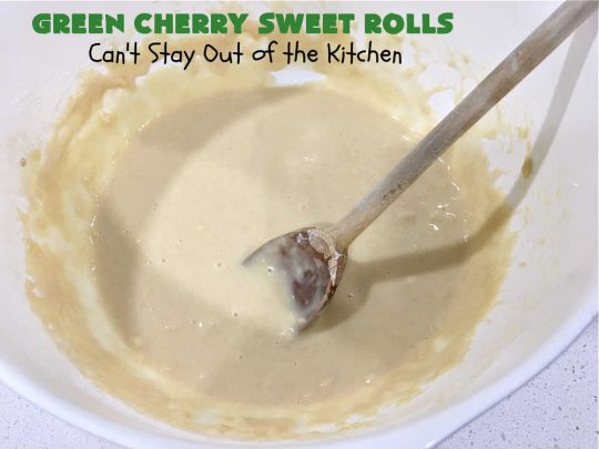 Green Cherry Sweet Rolls | Can't Stay Out of the Kitchen | These fantastic #SweetRolls will knock your socks off! No kidding. They're perfect for a #holiday #breakfast like #Thanksgiving #Christmas or #NewYearsDay. If you want to wow your family and friends, serve up a batch of these rolls. They'll be drooling from the first bite! #almond #cherries #GreenCherries #CherrySweetRolls #ParadiseFruitCompany #ParadiseCandiedFryit #HolidayBreakfast #GreenCherrySweetRolls