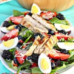 Grilled Chicken Salad with Healthy Honey Mustard Dressing | Can't Stay Out of the Kitchen | this fantastic main dish #salad is terrific for hot summer nights when you don't want to use your oven! It's also great for company dinners. It includes a wonderful homemade #HoneyMustard dressing. #glutenfree #chicken