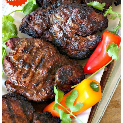 Grilled Peppered Steaks | Can't Stay Out of the Kitchen | this fantastic 5-ingredient #recipe is absolutely mouthwatering & irresistible. Terrific for busy week night dinners or when grilling out with friends. #GlutenFree #GrilledPepperedSteaks #tailgating