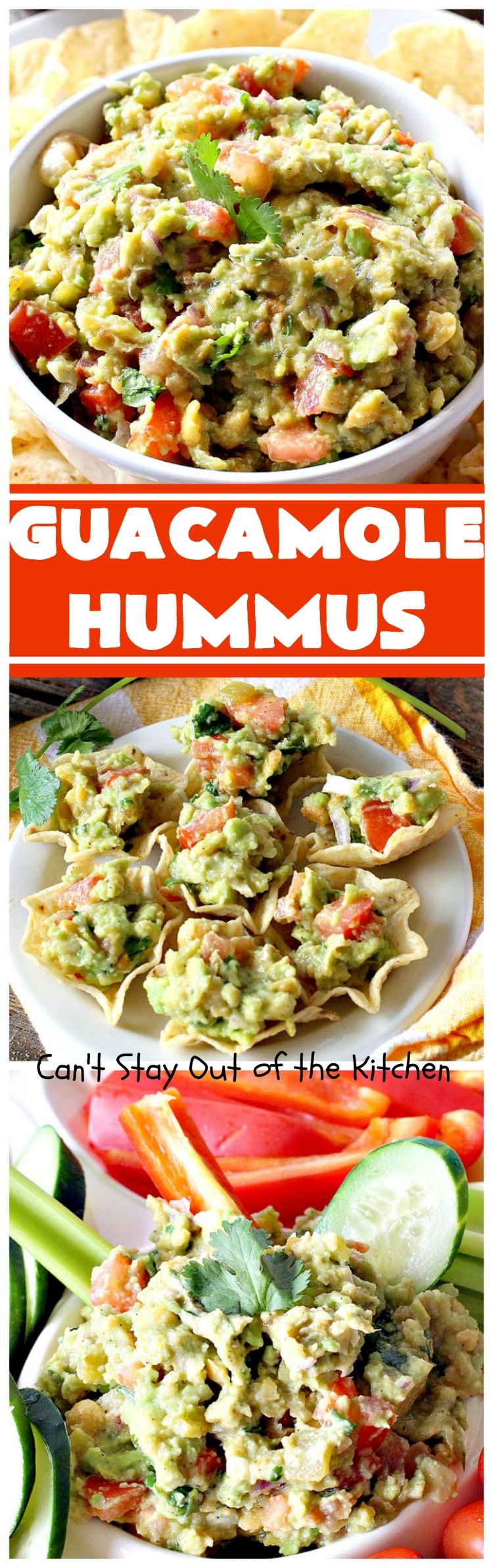 Guacamole Hummus | Can't Stay Out of the Kitchen | this fabulous #appetizer combines the best #guacamole with the best #hummus. It's terrific for #tailgating parties or any potluck.  #avocados #chickpeas #vegan #glutenfree