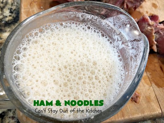 Ham and Noodles | Can't Stay Out of the Kitchen | this mouthwatering #recipe is a terrific way to use up leftover #holiday #ham. It's made in the #SlowCooker & so easy. Savory, sumptuous stick-to-the-ribs meal. #noodles #pasta #HamAndNoodles