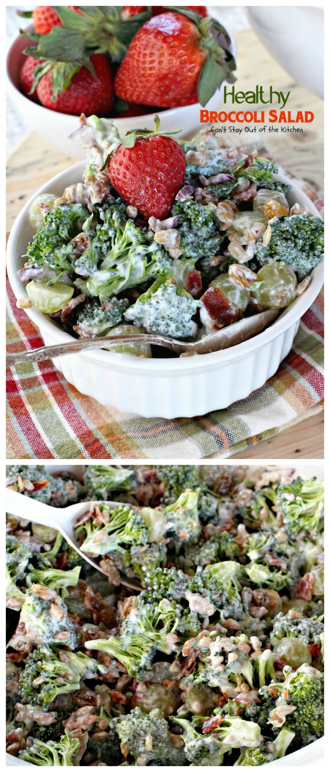 Healthy Broccoli Salad | Can't Stay Out of the Kitchen | delicious yet healthier version of the traditional #broccoli #salad. This one uses #Greekyogurt. 