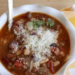 Hearty Bean Soup | Can't Stay Out of the Kitchen | This scrumptious #soup is chocked full of 8 different kinds of #beans. It's hearty & delicious & makes enough to serve a crowd. Great for #tailgating parties. #HeartyBeanSoup Hearty Bean Soup | Can't Stay Out of the Kitchen | This scrumptious #soup is chocked full of 8 different kinds of #beans. It's hearty & delicious & makes enough to serve a crowd. Great for #tailgating parties. #HeartyBeanSoup