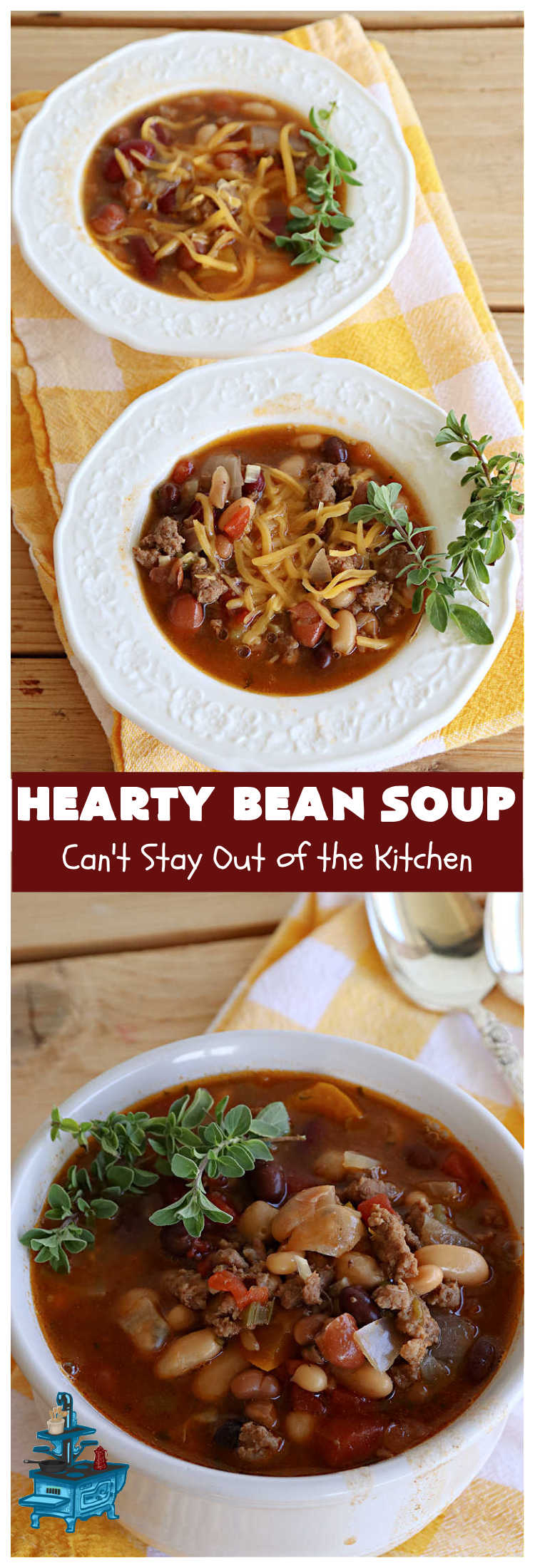 Hearty Bean Soup | Can't Stay Out of the Kitchen | This scrumptious #soup is chocked full of 8 different kinds of #beans. It's hearty & delicious & makes enough to serve a crowd. Great for #tailgating parties. #HeartyBeanSoup