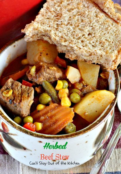 Herbed Beef Stew | Can't Stay Out of the Kitchen | one of the BEST #beefstew recipes we've ever eaten. #glutenfree #beef #soup #veggies