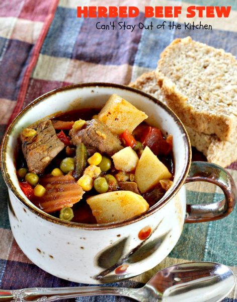 Herbed Beef Stew | Can't Stay Out of the Kitchen | favorite #beef #stew that's incredibly delicious. We love this in the #fall. #glutenfree