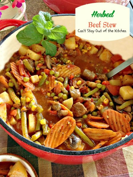 Herbed Beef Stew | Can't Stay Out of the Kitchen | one of the BEST #beefstew recipes we've ever eaten. #glutenfree #beef #soup #veggies