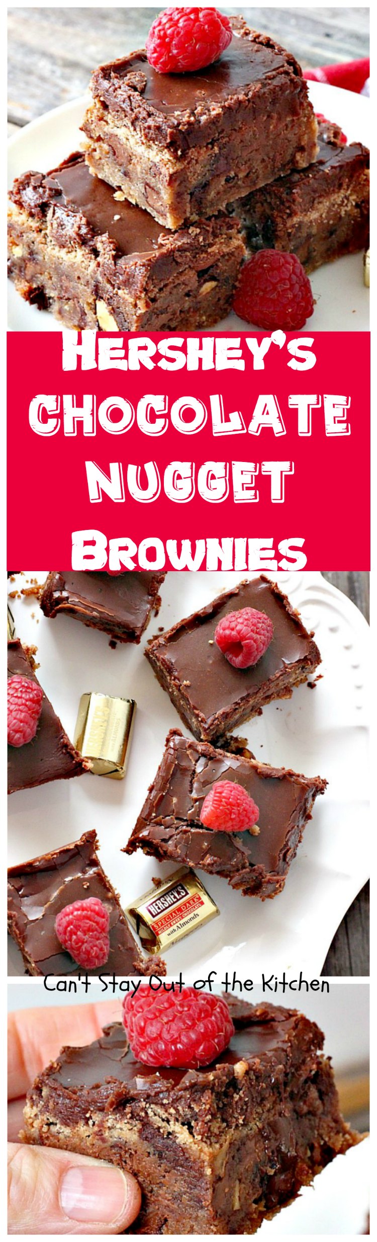 Hershey's Chocolate Nugget Brownies | Can't Stay Out of the Kitchen | these #brownies are awesome! They're filled with #Hershey's nuggets & topped with a #chocolate #fudge icing. Rich, decadent, amazing #dessert!